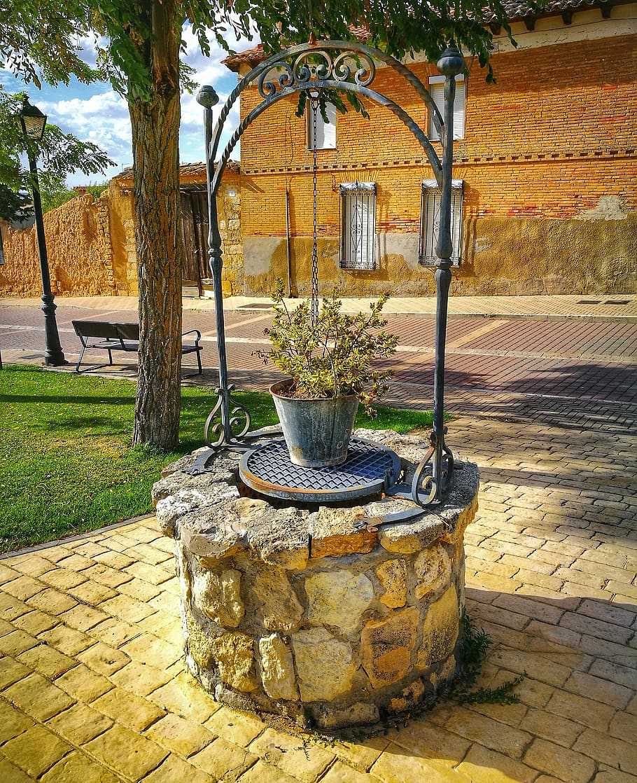 architecture, well, water, trim, plant, tree, day, nature, built structure HD wallpaper