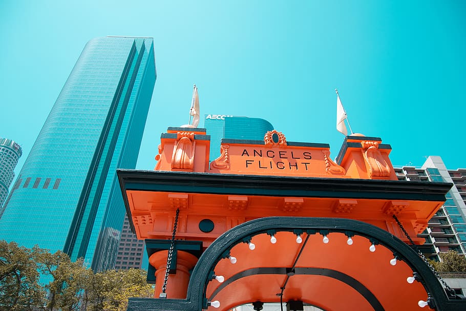 los angeles, angels flight, united states, l.a downtown, building, HD wallpaper