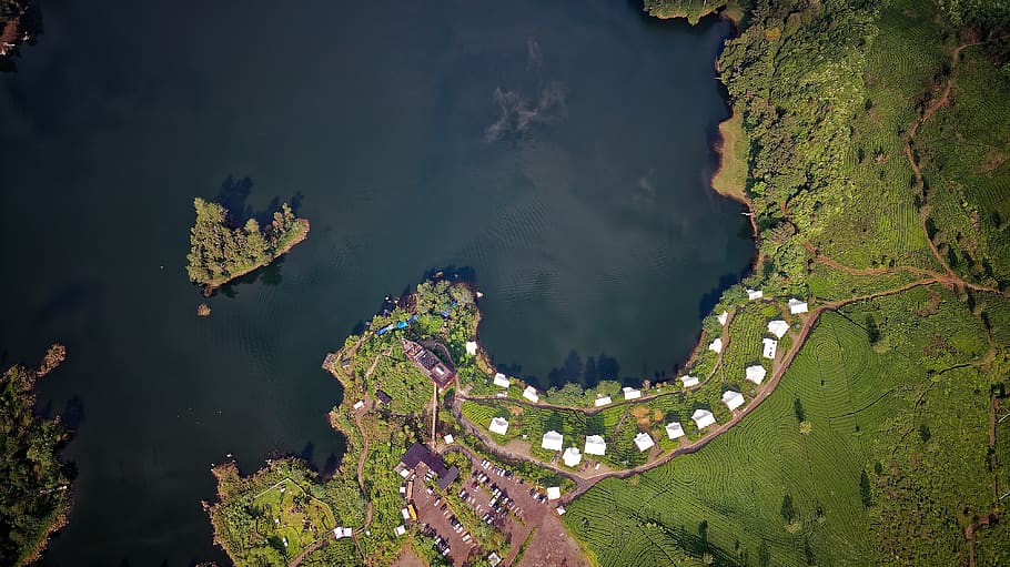 Aerial Photo of Green Island, drone view, landscape, water, high angle view HD wallpaper