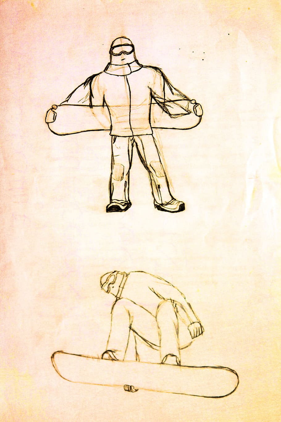 snowboarder, picture, drawing, scetch, sketch, sport, paper HD wallpaper