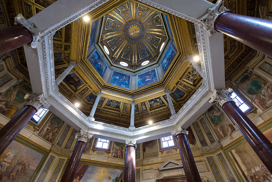 rome, church, architecture, italy, religion, lighting, the dome