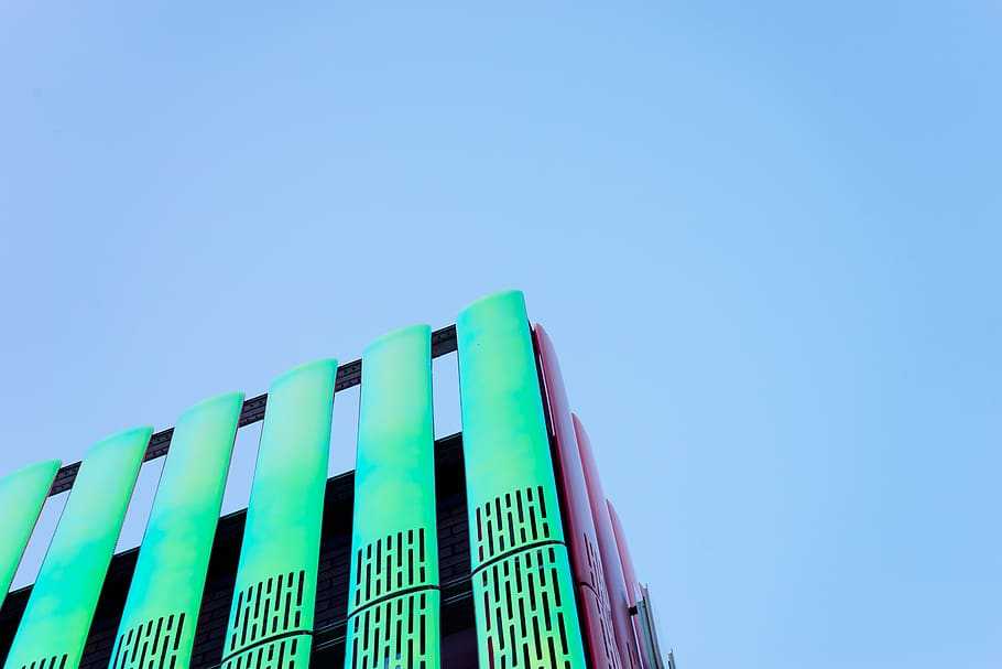 architecture, building, infrastructure, design, blue, sky, clear sky HD wallpaper