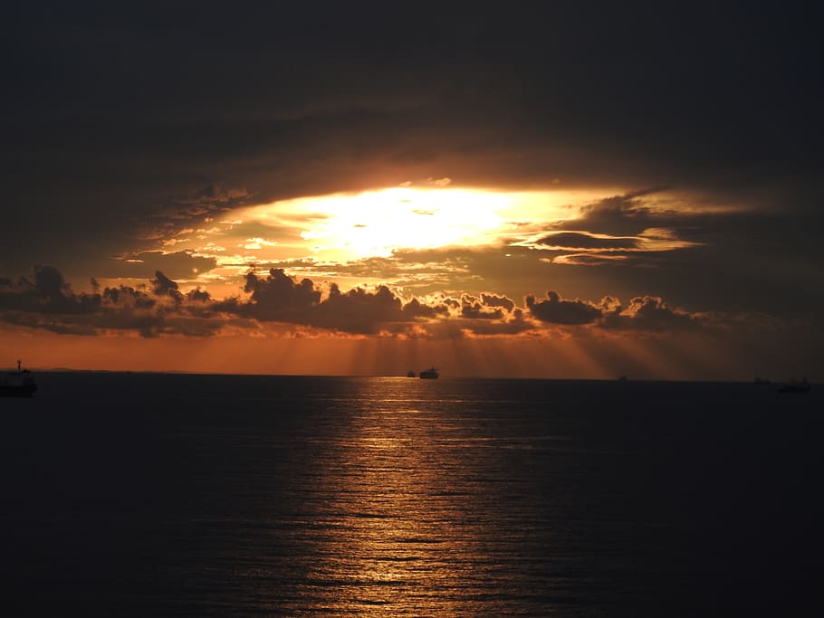 ocean, sea, sunset, sky, cloud - sky, water, scenics - nature HD wallpaper