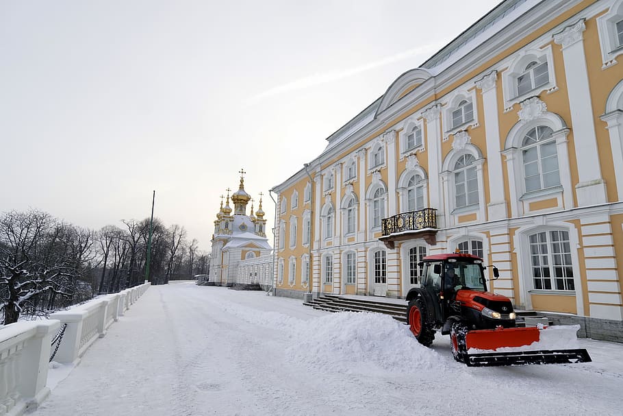 peterhof, russia, st.petersburg, snow, winter, cold temperature, HD wallpaper