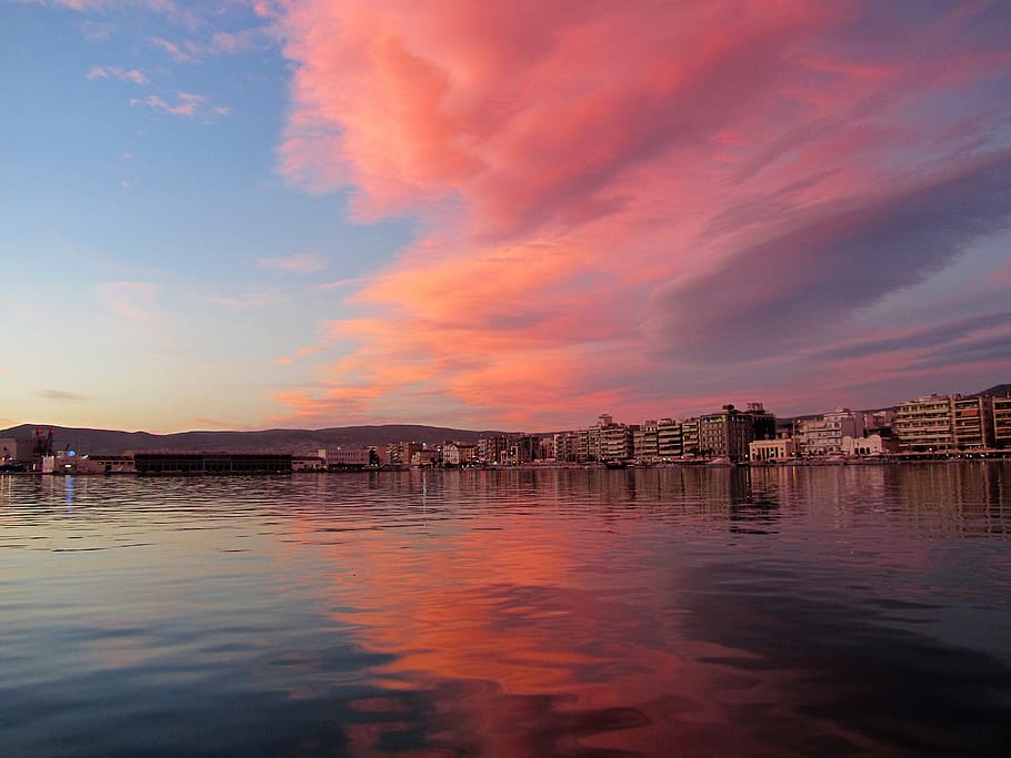 sunset, water, sky, architecture, cloud - sky, built structure HD wallpaper
