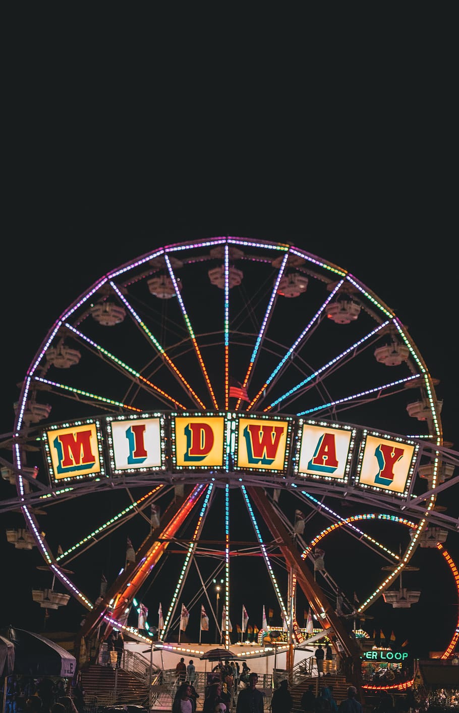 Midway Ferris Wheel during Nighttime, background, beautiful, carnival