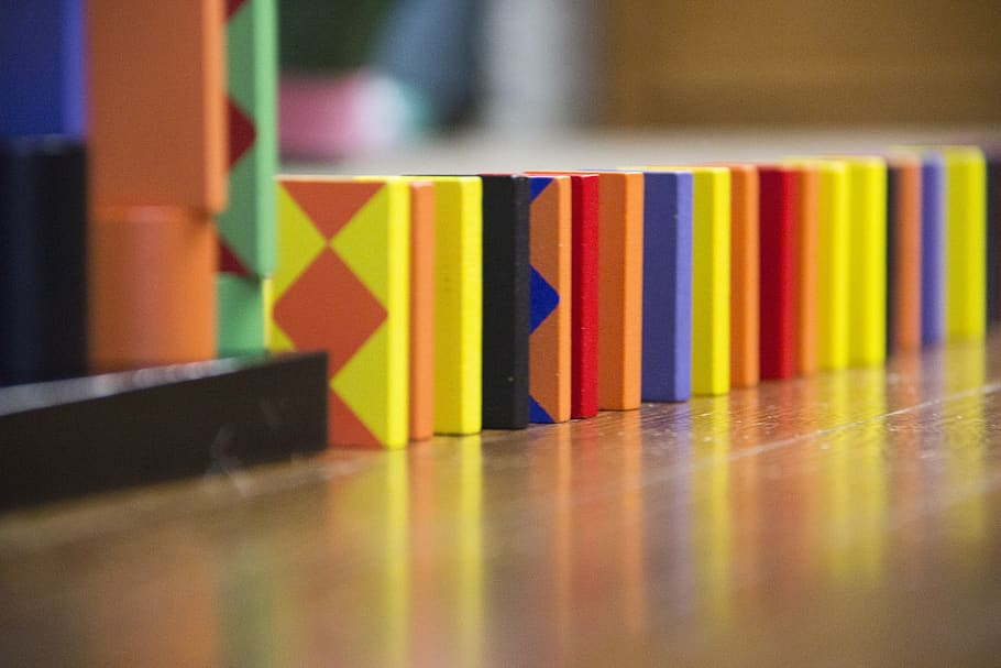 dominoes, colorful, patterns, sequence, setup, build, pastime, HD wallpaper