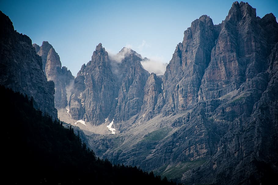 mountain peek, nature, mountain range, outdoors, peak, molveno HD wallpaper