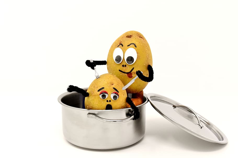 anxious, panic, cannibal, funny, potatoes, knife, fork, eat HD wallpaper