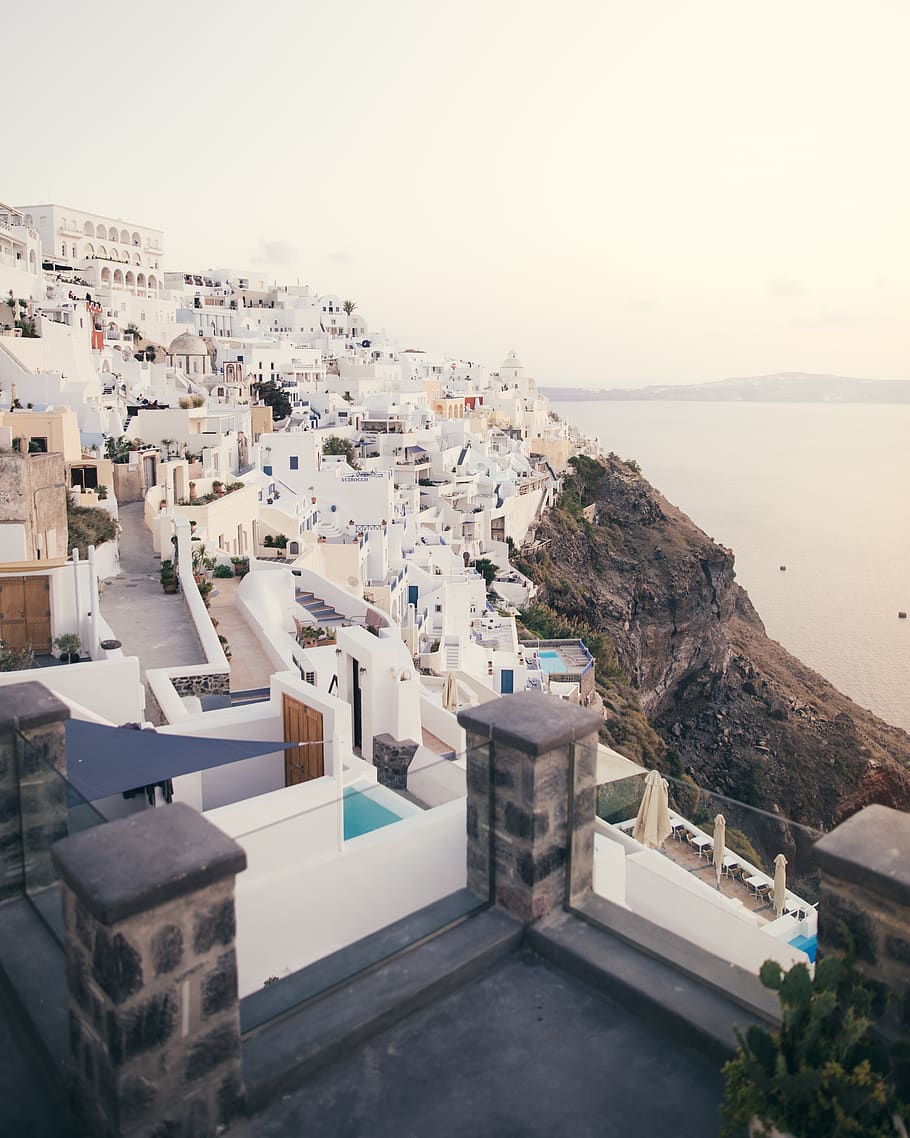 Santorini Greece during daytime, outdoors, nature, scenery, landscape HD wallpaper