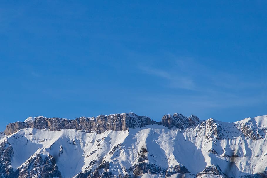 mountain range, sky, snow, alpine, mountains, mountain landscape HD wallpaper