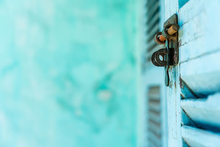 architecture, turquoise, shutter, wall, blue, key, door, lock HD wallpaper