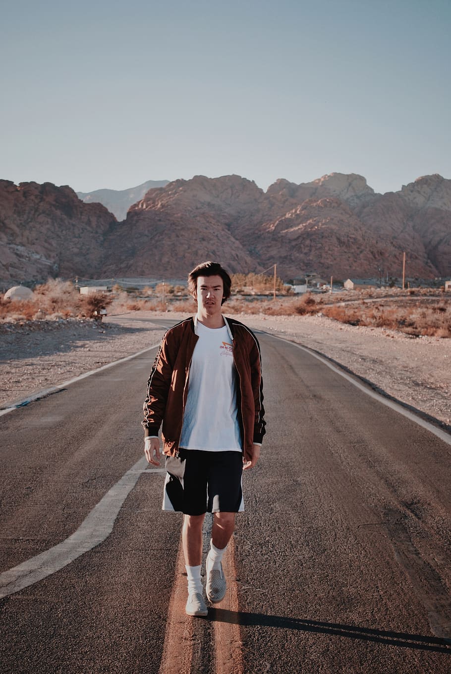 man standing on road, clothing, apparel, shorts, person, human HD wallpaper