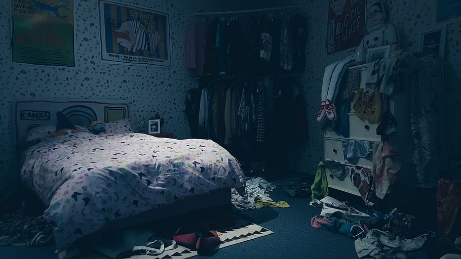 대한민국, 서울특별시, bed, room, bedroom, night, clothes, HD wallpaper