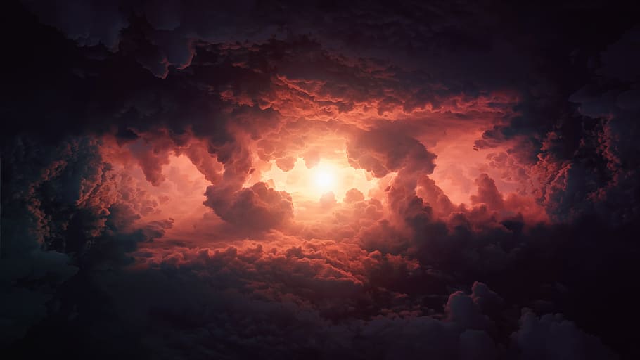 sky, clouds, clouds form, cumulus clouds, weather, storm, sun HD wallpaper