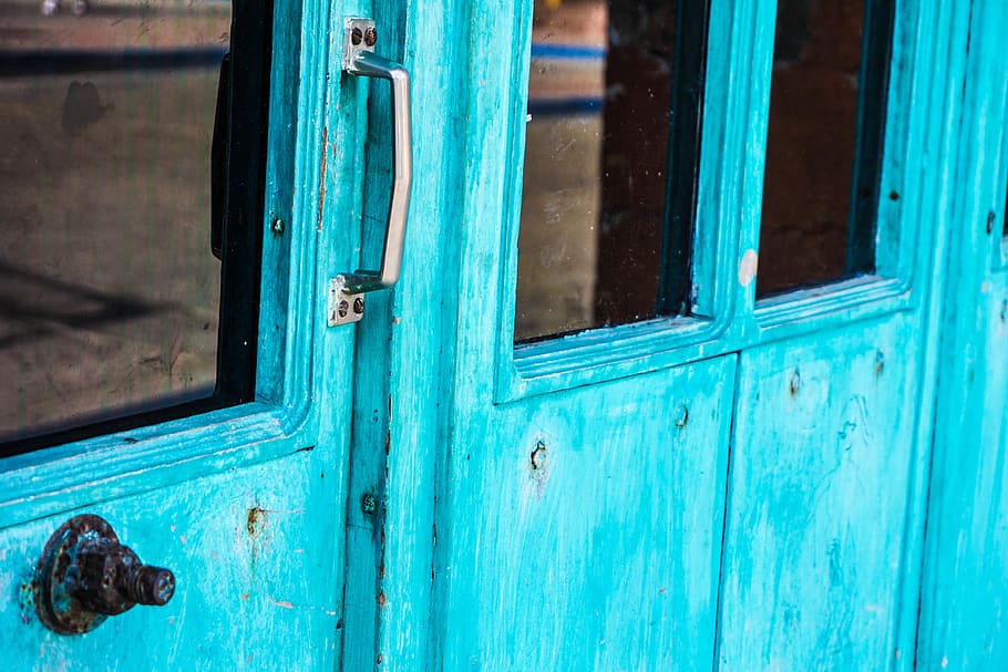 door, blue, open, close, macro, close-up, outside, paint, old HD wallpaper