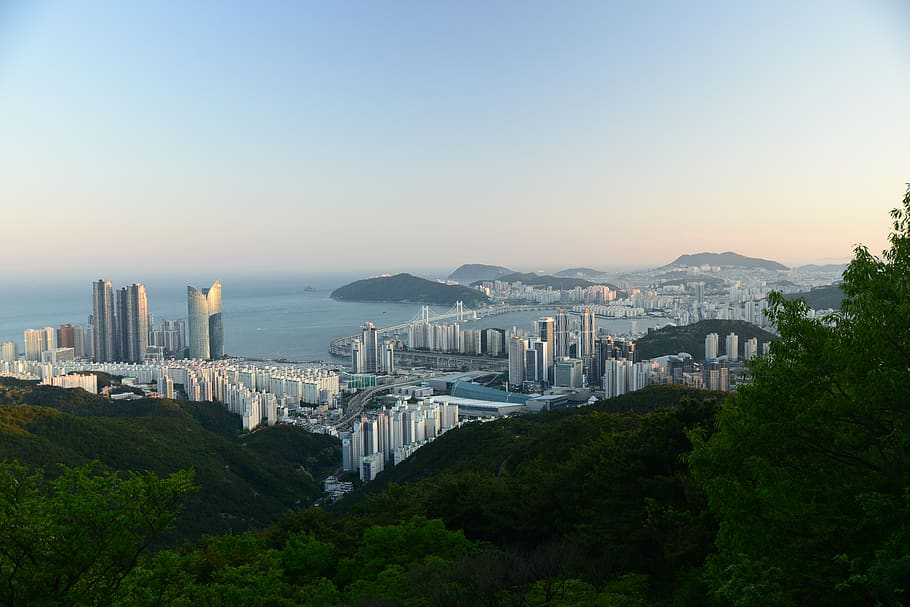 south korea, busan, gwangan bridge, sky, architecture, built structure, HD wallpaper