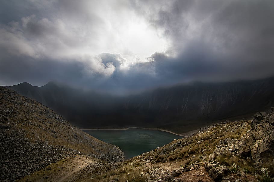 mountain and river, nevado de toluca, mexico, sky, landscape HD wallpaper
