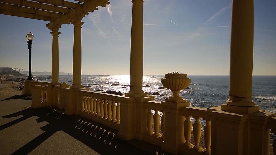 portugal, porto, esplenada do molhe, promenade, seaside, landscape, HD wallpaper