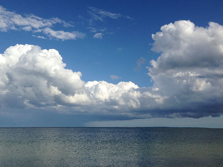 clouds, summer, sky, coast, denmark, cloud - sky, water, sea HD wallpaper