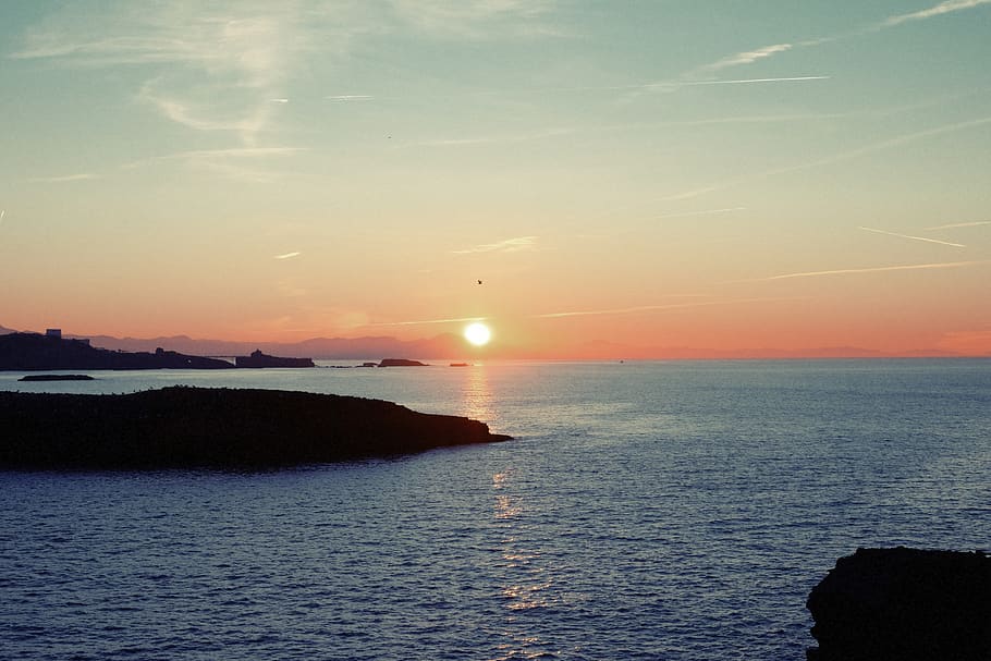 sunset, sky, water, ocean, sea, coast, horizon, scenics - nature HD wallpaper
