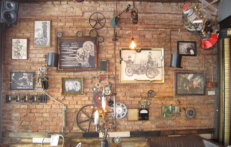 interior design, indoors, brick, pub, vehicle, transportation HD wallpaper