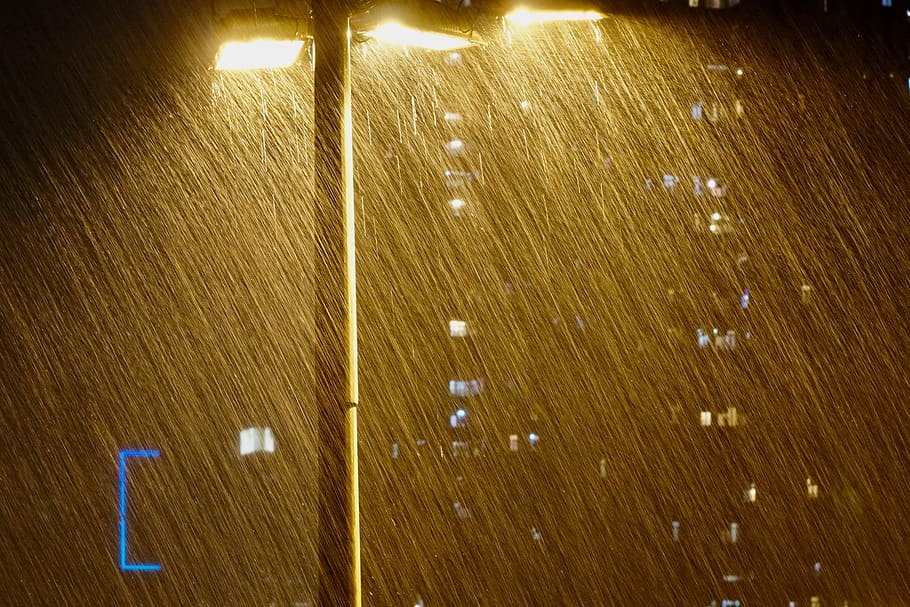 raining, night, illuminated, lighting equipment, glowing, no people HD wallpaper