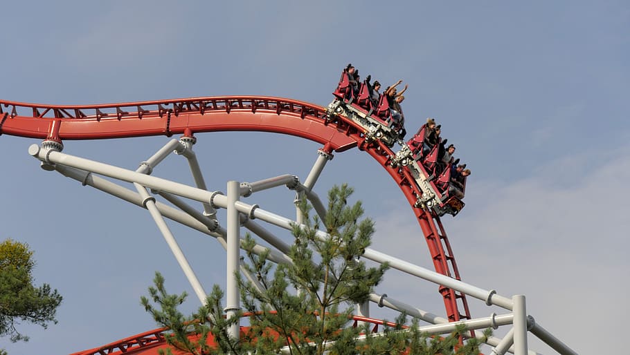 roller coaster, amusement park, theme park, rails, year market HD wallpaper