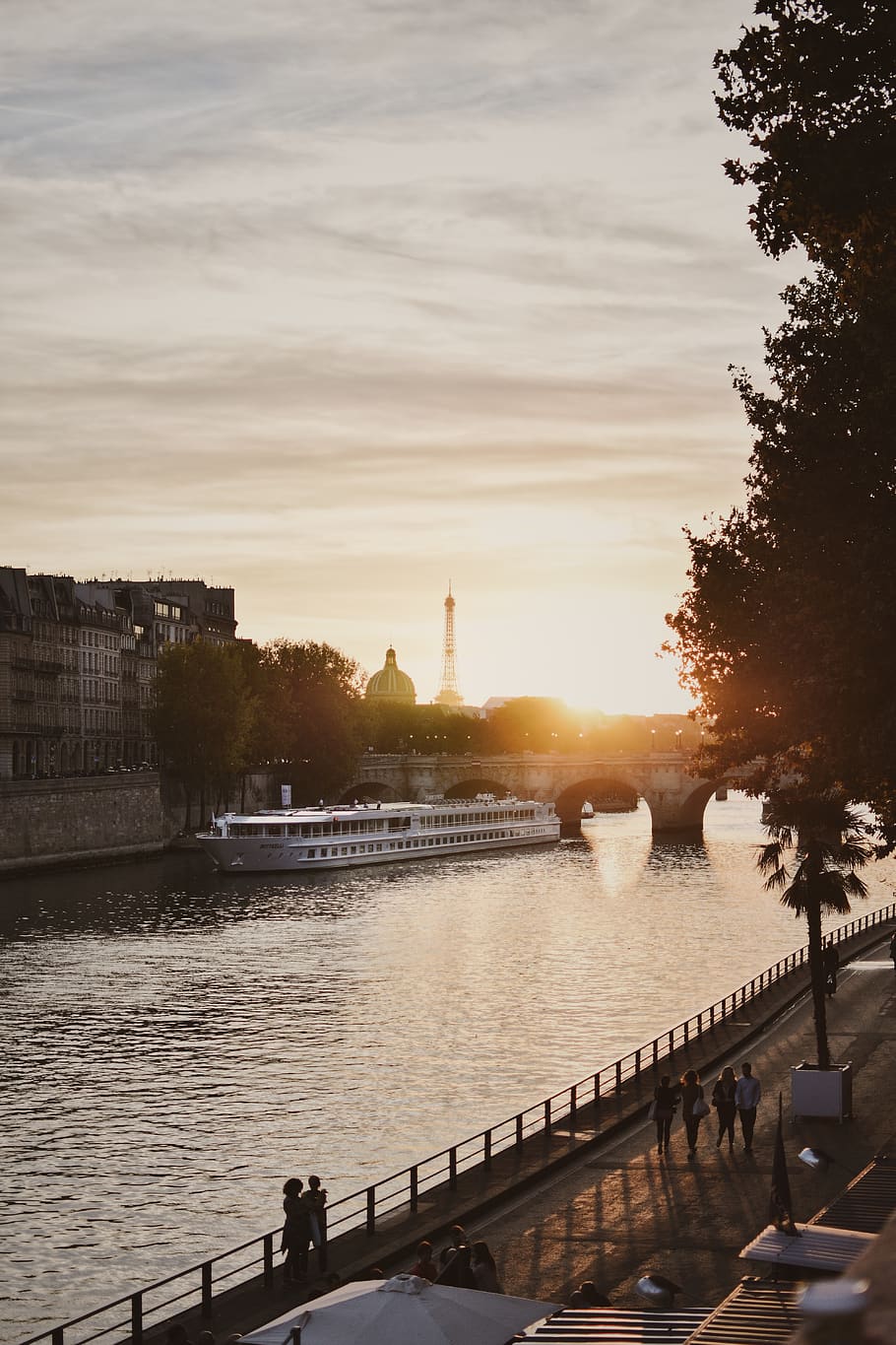 people walking on walkway, paris, france, vessel, yacht, watercraft HD wallpaper
