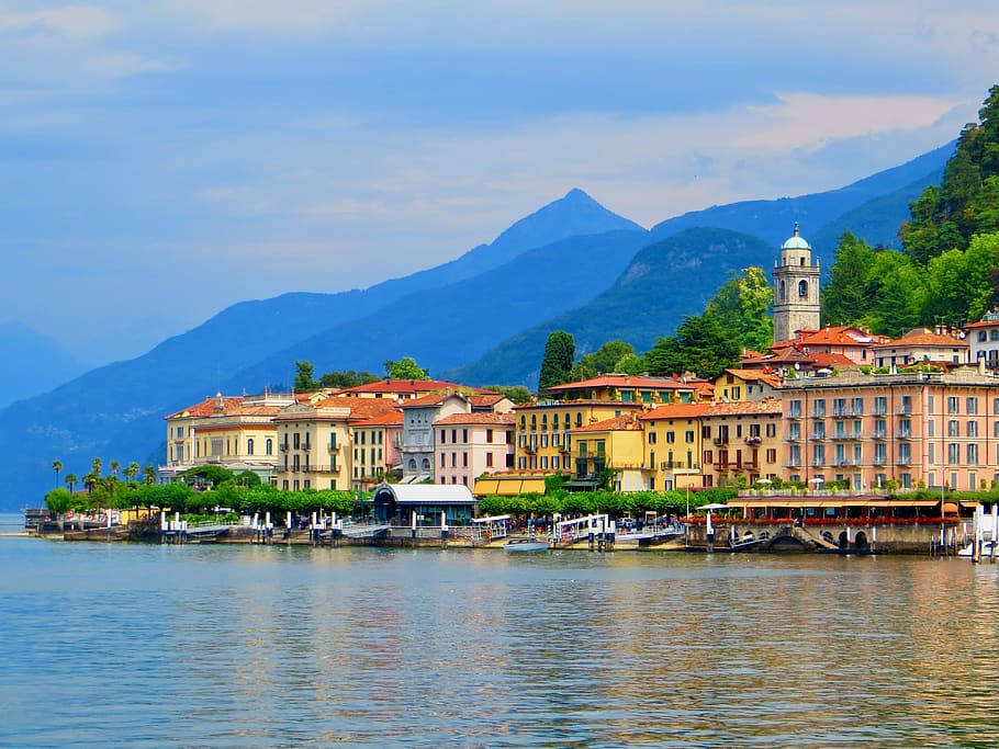 italy, bellagio, port, water, lake como, logo di como, landscape, HD wallpaper