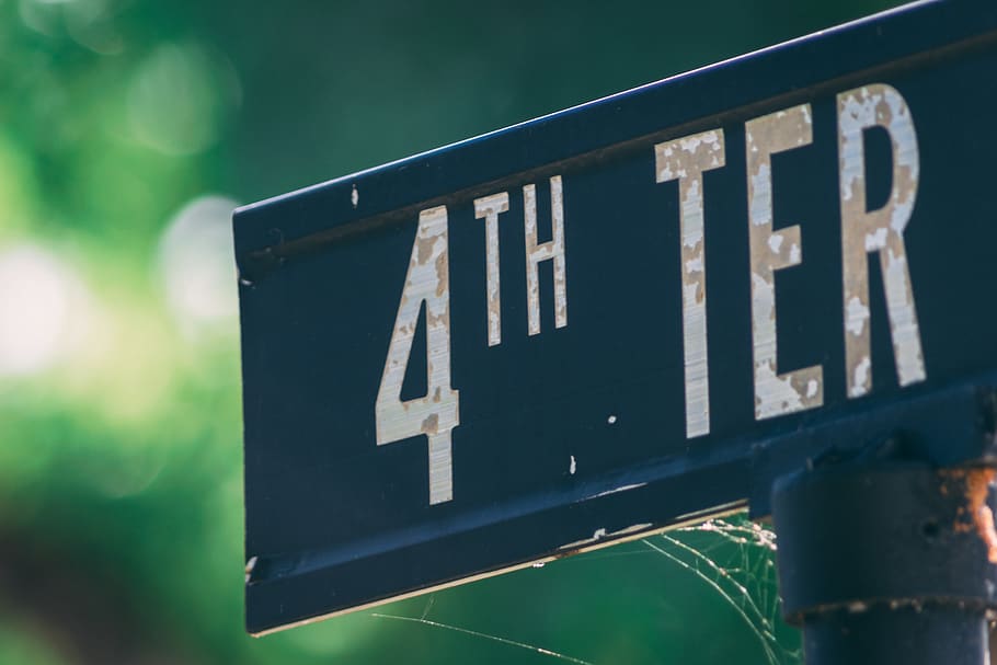 Blue and White Metal 4th Ter Signage, destination, guidance, guide HD wallpaper