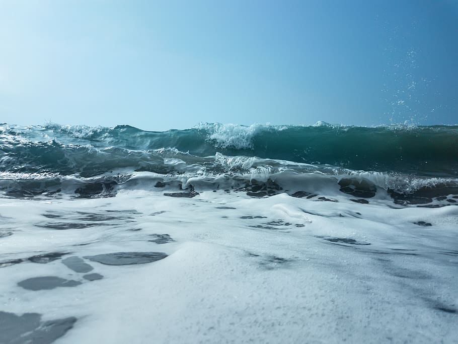 sea, waves, monster, foam, beach, wind, water, waterscapes, HD wallpaper