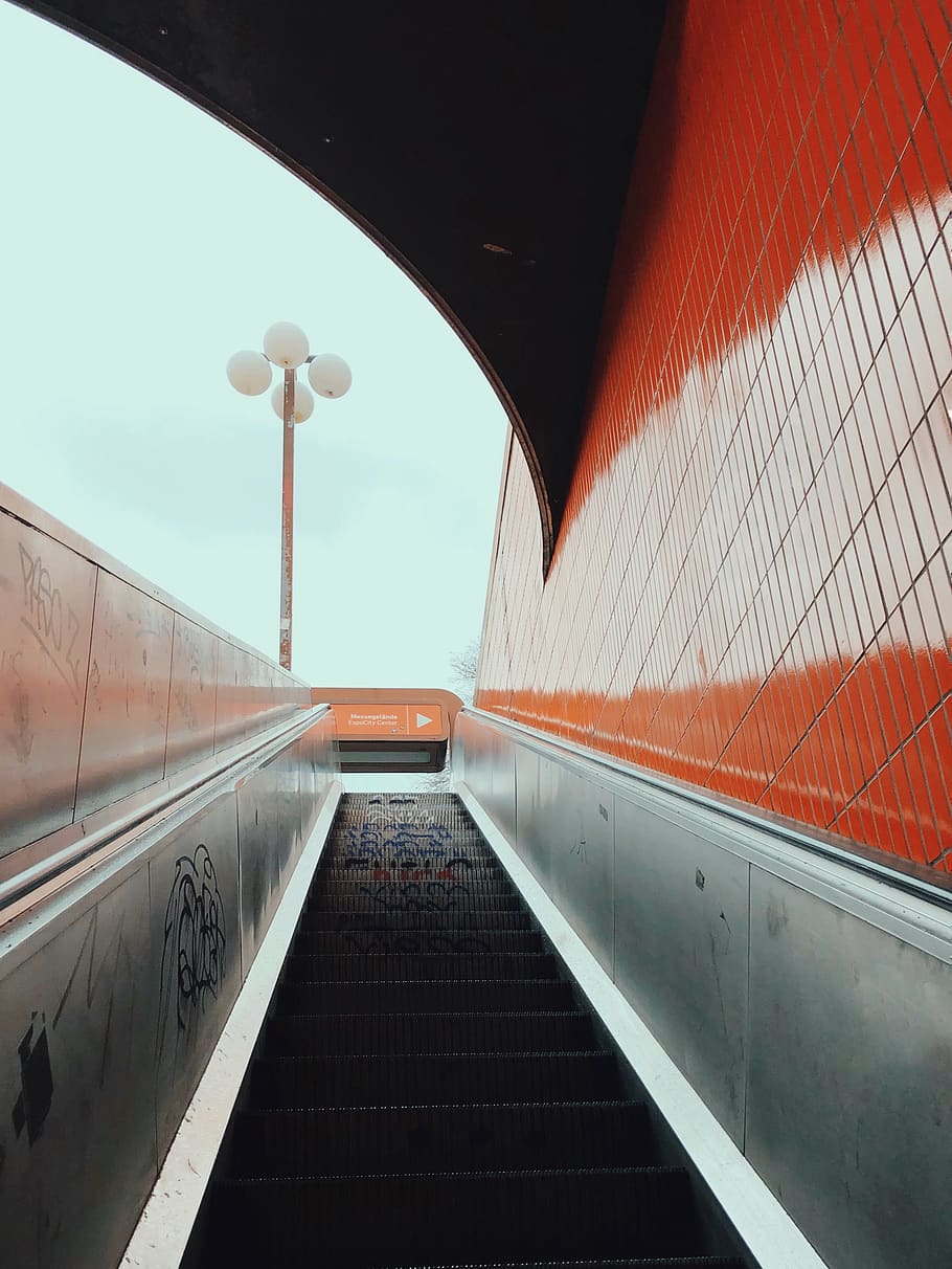 gray elevator, handrail, banister, corridor, berlin, hammarskjöldpl. 3 HD wallpaper