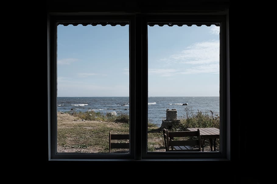 sweden, bläsinge, window, water, sky, sea, indoors, glass - material HD wallpaper