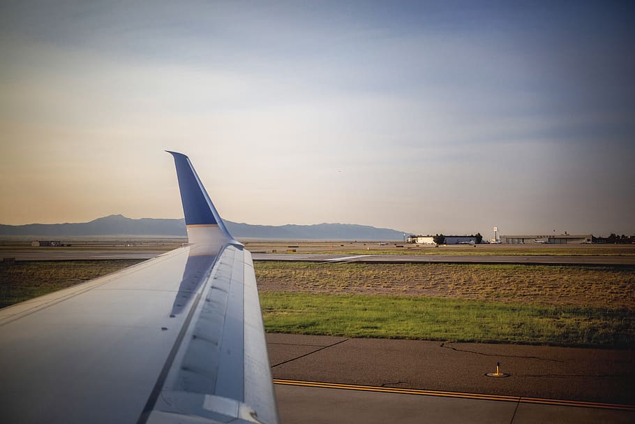 albuquerque, united states, takeoff, new mexico, sunrise, plane wing, HD wallpaper