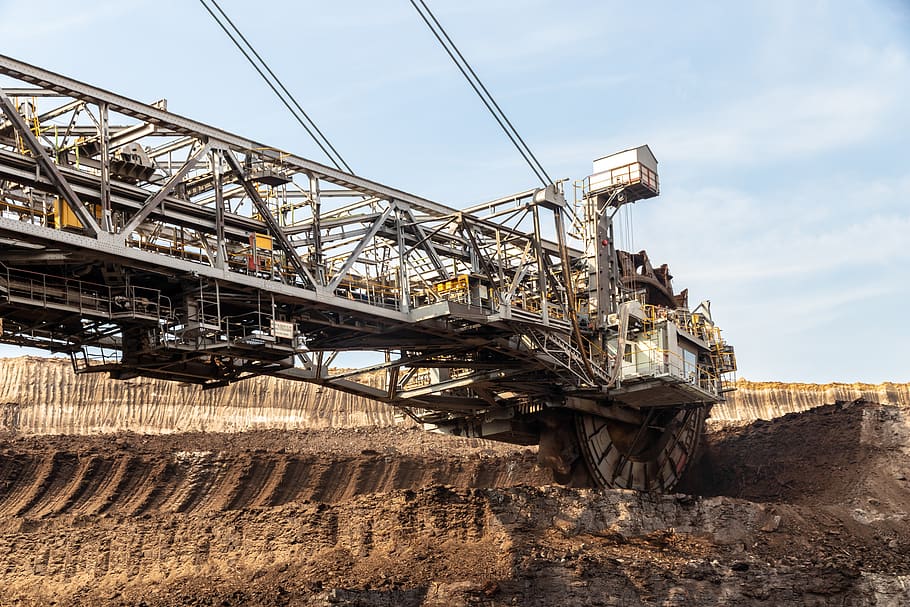 open pit mining, carbon, industry, brown coal, technology, industrial plant HD wallpaper