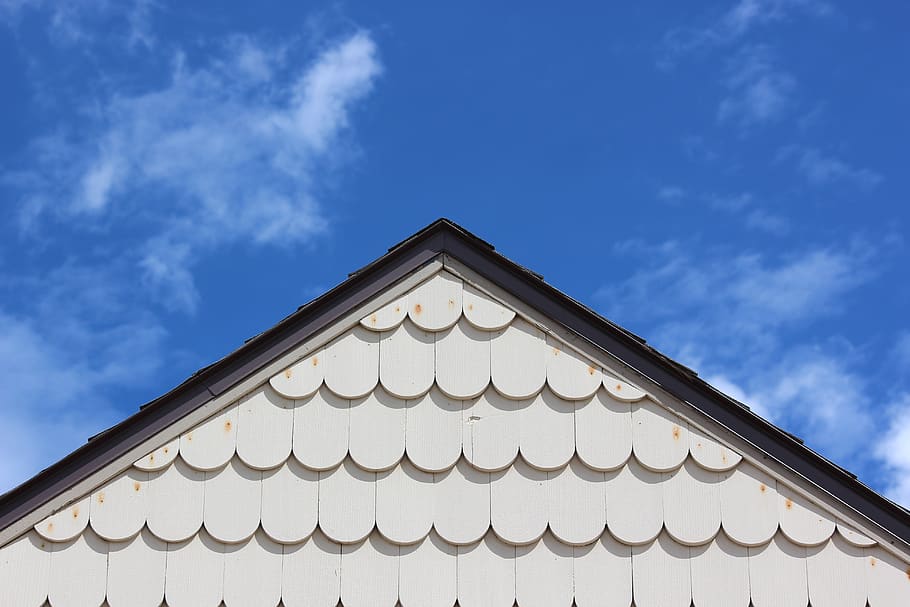 Public Domain. sky, blue, clouds, house, roof, shingles, low angle view, ar...