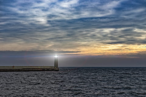lighthouse, way, find, searching, weather, waves, clouds, land HD wallpaper