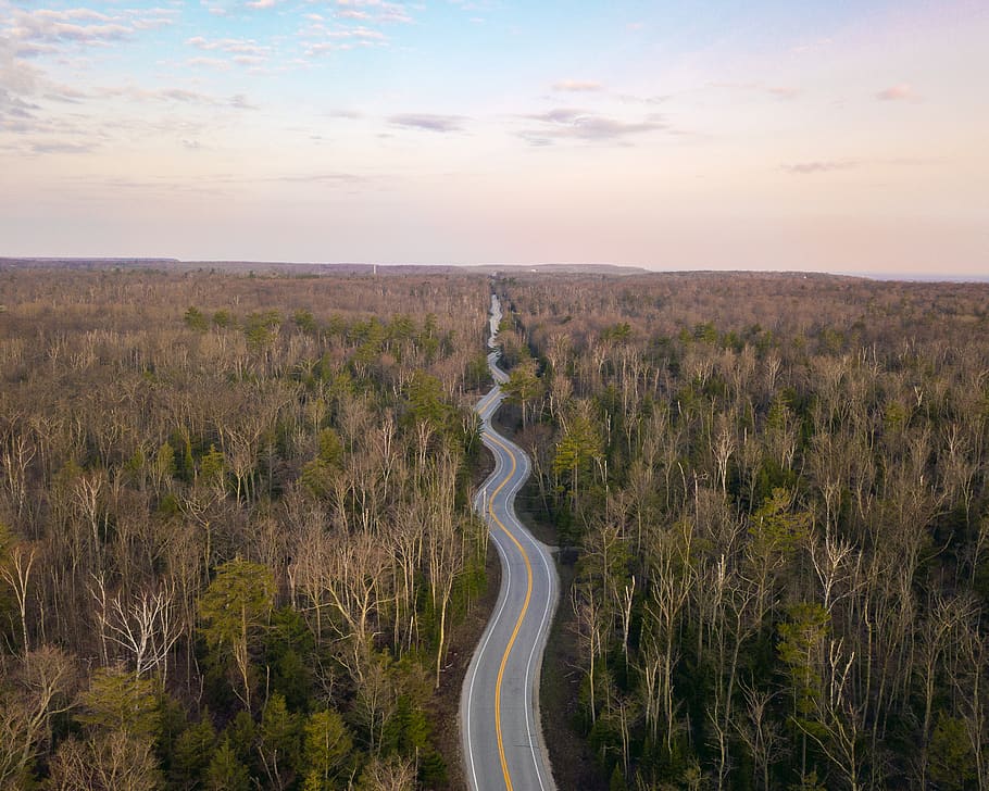road, way, highway, scenery, outdoors, nature, landscape, 12719 n port des morts dr HD wallpaper