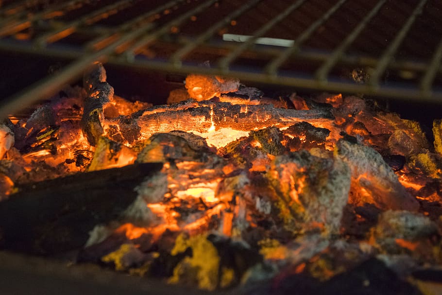 fire, ash, flame, burn, smoke, burning, wood, grill, embers HD wallpaper