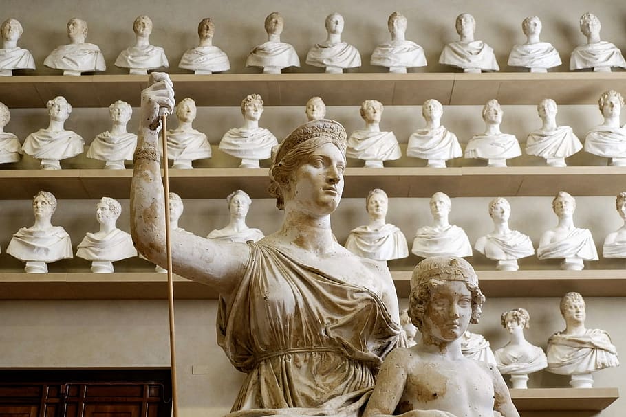 assorted head bust statues, art, sculpture, italy, metropolitan city of florence, HD wallpaper