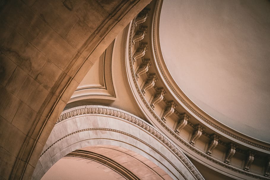 architecture, building, staircase, arched, vault ceiling, window HD wallpaper