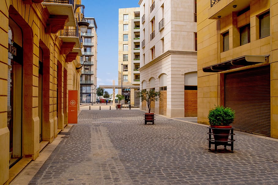 street, pedestrian street, paved, shop, store, beirut, lebanon, HD wallpaper