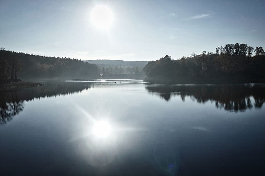 water, mirroring, nature, lake, reflection, sky, waters, mood HD wallpaper