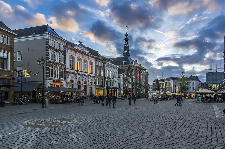 s-hertogenbosch, the market, clouds, evening, equinox, atmosphere, HD wallpaper