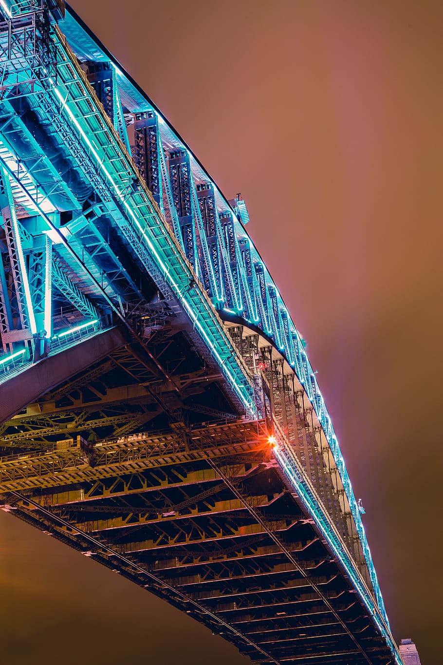 sydney, australia, bridge, night, lights, architecture, illuminated, HD wallpaper