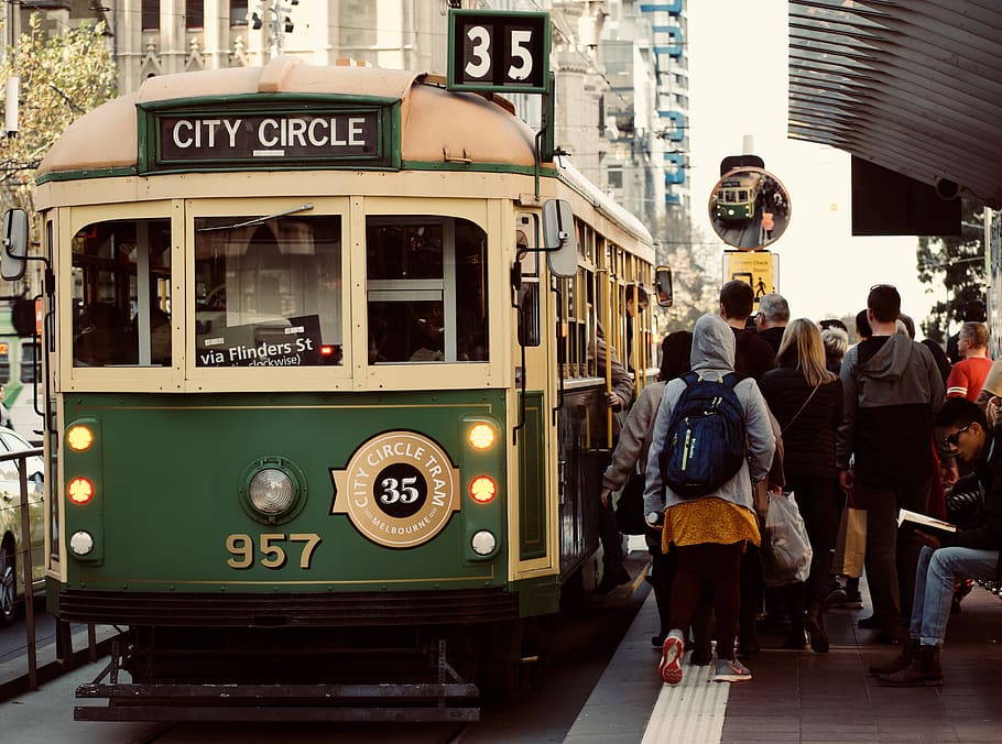 people walking on side walk, human, person, transportation, bus HD wallpaper