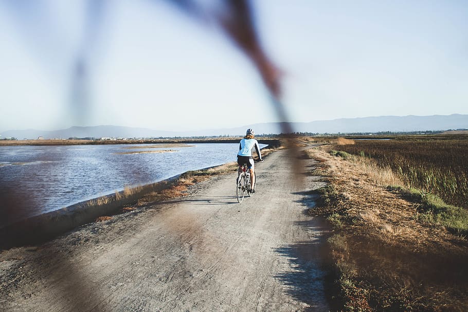 biking, blues, bicycle, lifestyles, real people, transportation HD wallpaper