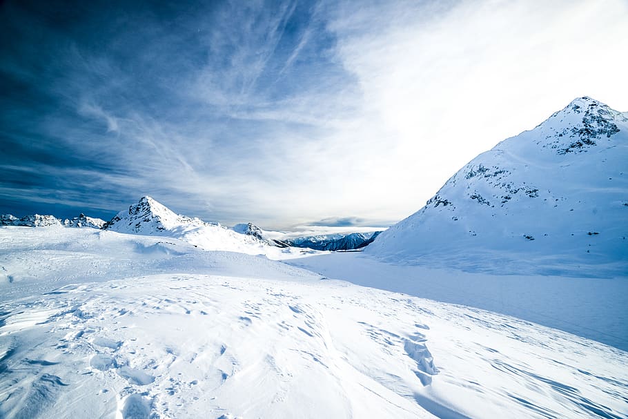 ground covered with snow, cold temperature, winter, sky, mountain HD wallpaper