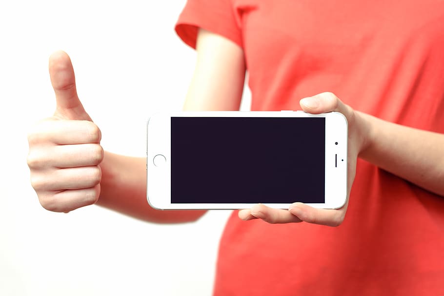 Silver Iphone 6 on Hand, advertisement, communication, device HD wallpaper